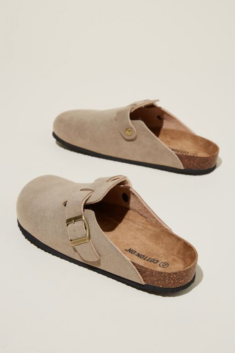 Cotton On Closed Toe Buckle Slide Men's Sandals Grey Brown | tsER0iJglHg
