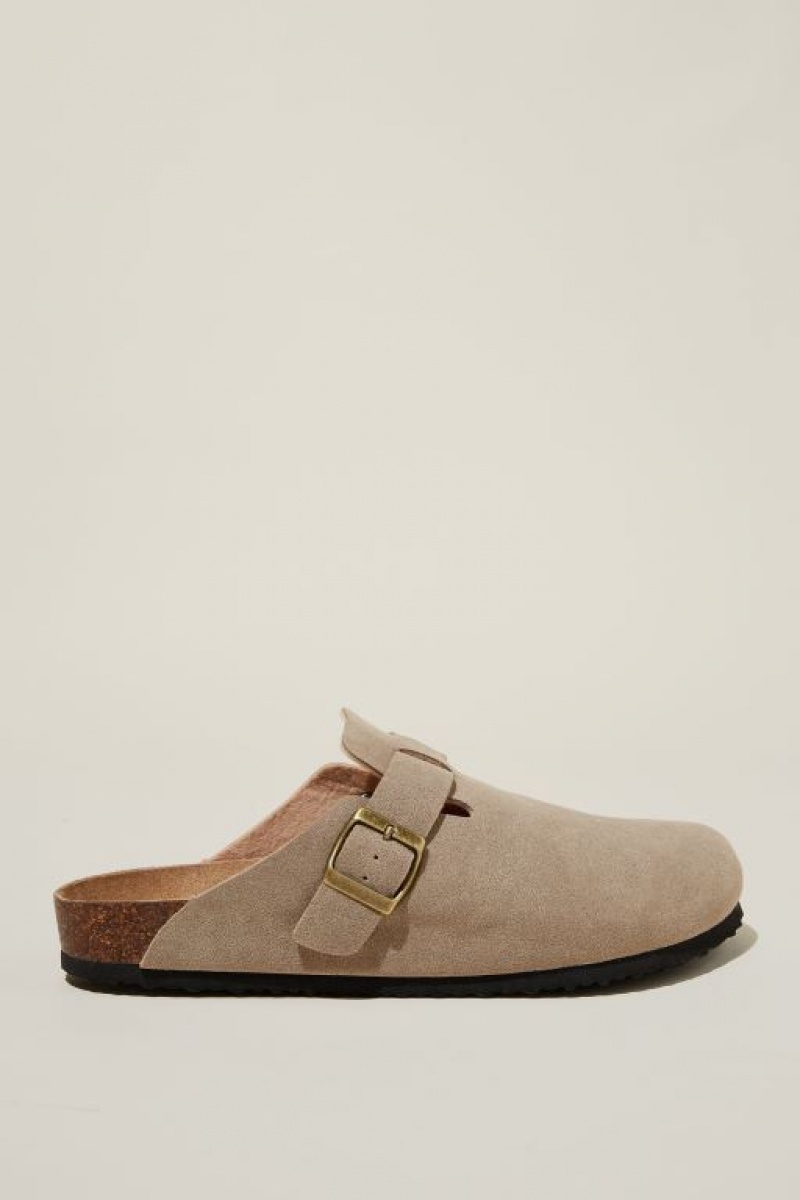 Cotton On Closed Toe Buckle Slide Men\'s Sandals Grey Brown | tsER0iJglHg