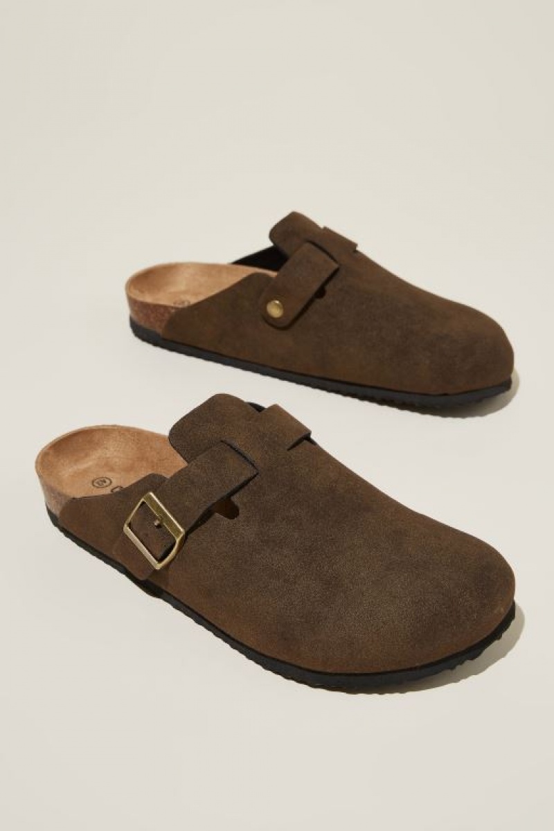 Cotton On Closed Toe Buckle Slide Men's Sandals Brown | QK3meaIydRd