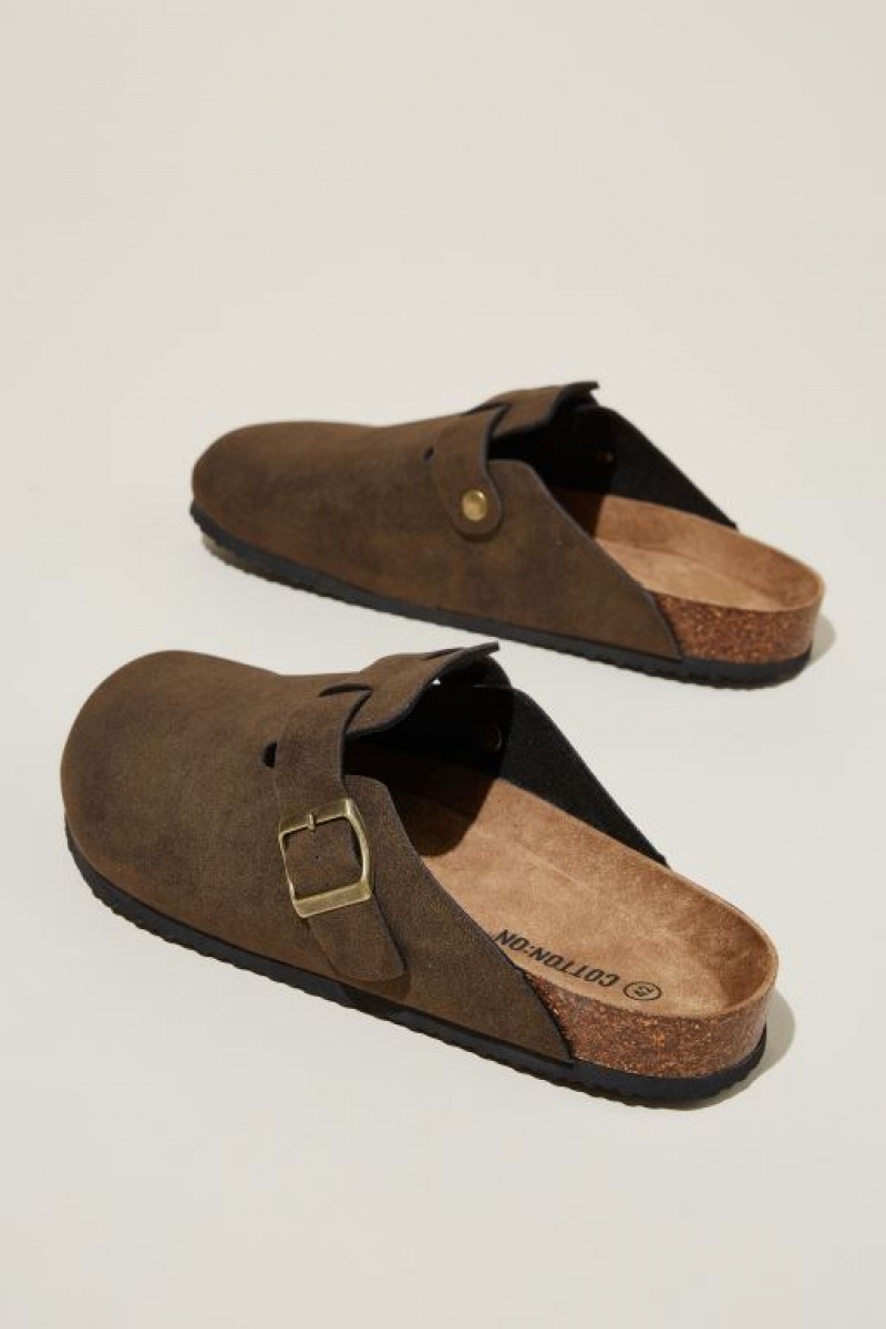 Cotton On Closed Toe Buckle Slide Men's Sandals Brown | QK3meaIydRd