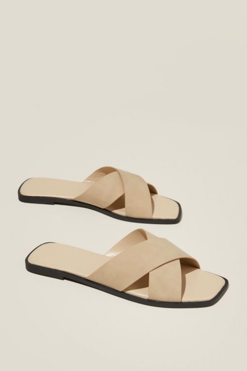 Cotton On Cloverly Crossover Slide Women's Sandals Light Brown | yCL6LCKhmIM