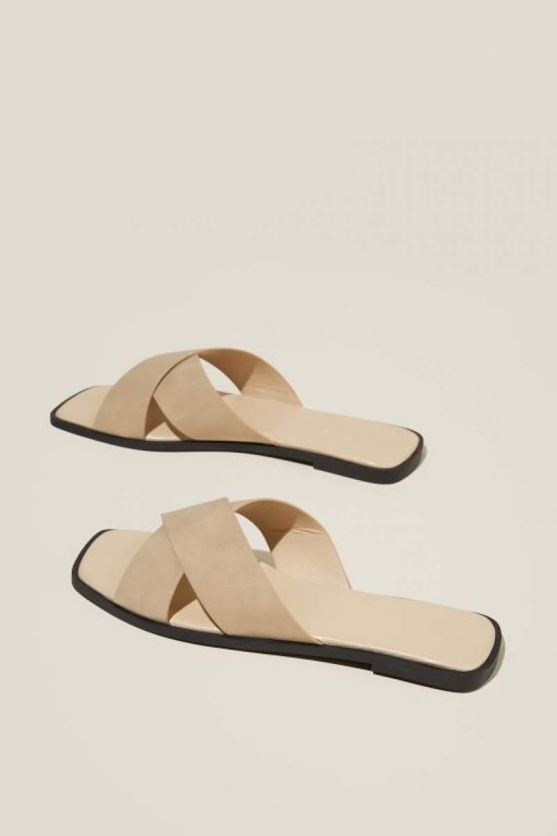 Cotton On Cloverly Crossover Slide Women's Sandals Light Brown | yCL6LCKhmIM