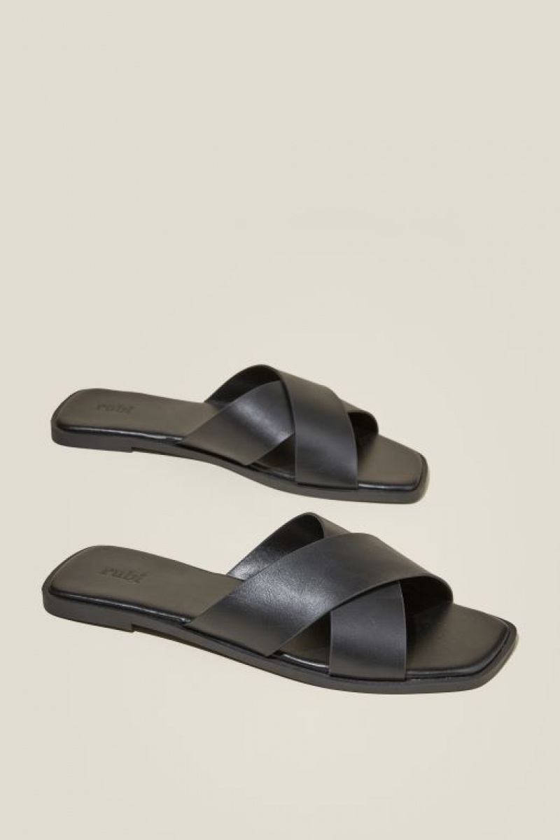 Cotton On Cloverly Crossover Slide Women's Sandals Black | TSAg90hvdLp