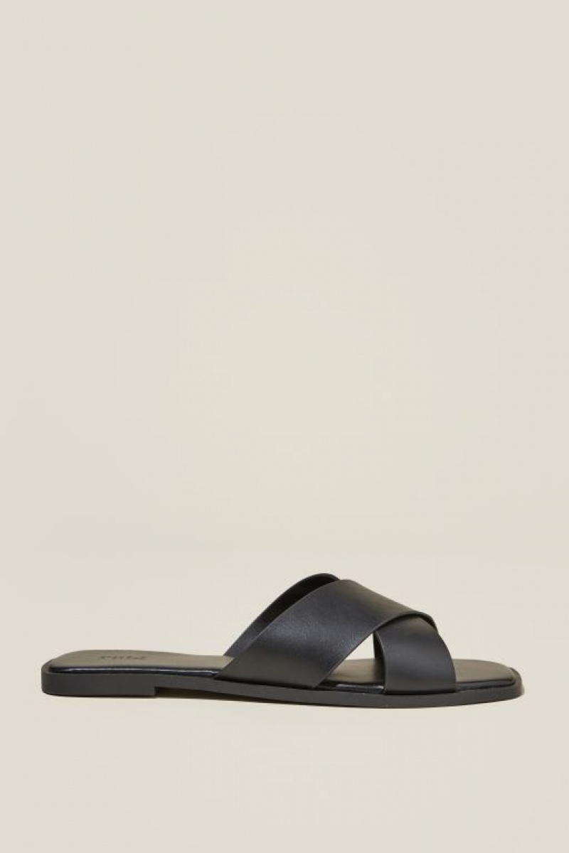 Cotton On Cloverly Crossover Slide Women\'s Sandals Black | TSAg90hvdLp
