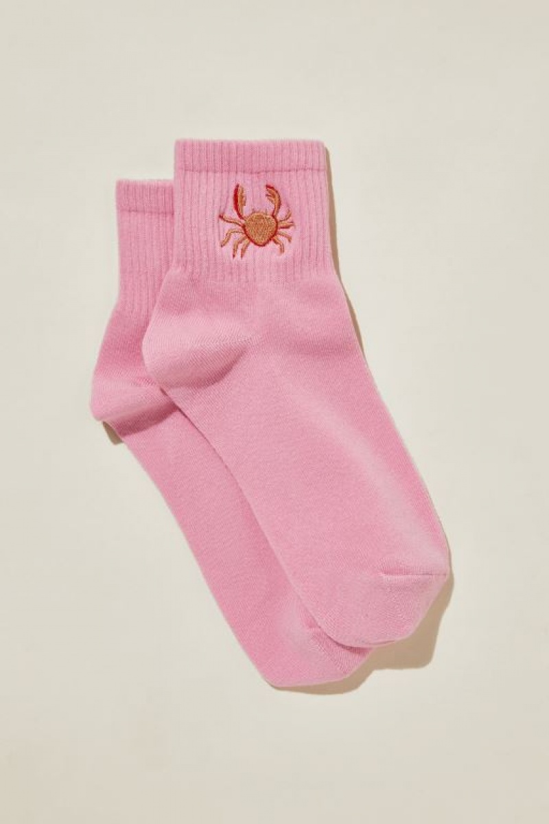 Cotton On Club House Quarter Crew Women\'s Socks Pink | 5PX49LsP36i