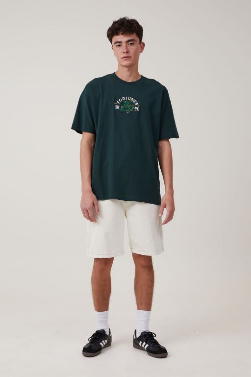 Cotton On Cny Vintage Oversized Men's Graphic T-Shirts Green | 7TZ1c7rPvXg