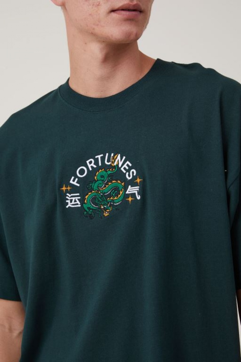 Cotton On Cny Vintage Oversized Men's Graphic T-Shirts Green | 7TZ1c7rPvXg