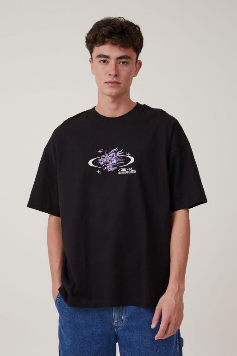 Cotton On Cny Vintage Oversized Men\'s Graphic T-Shirts Black | hmyUEJFVjrm