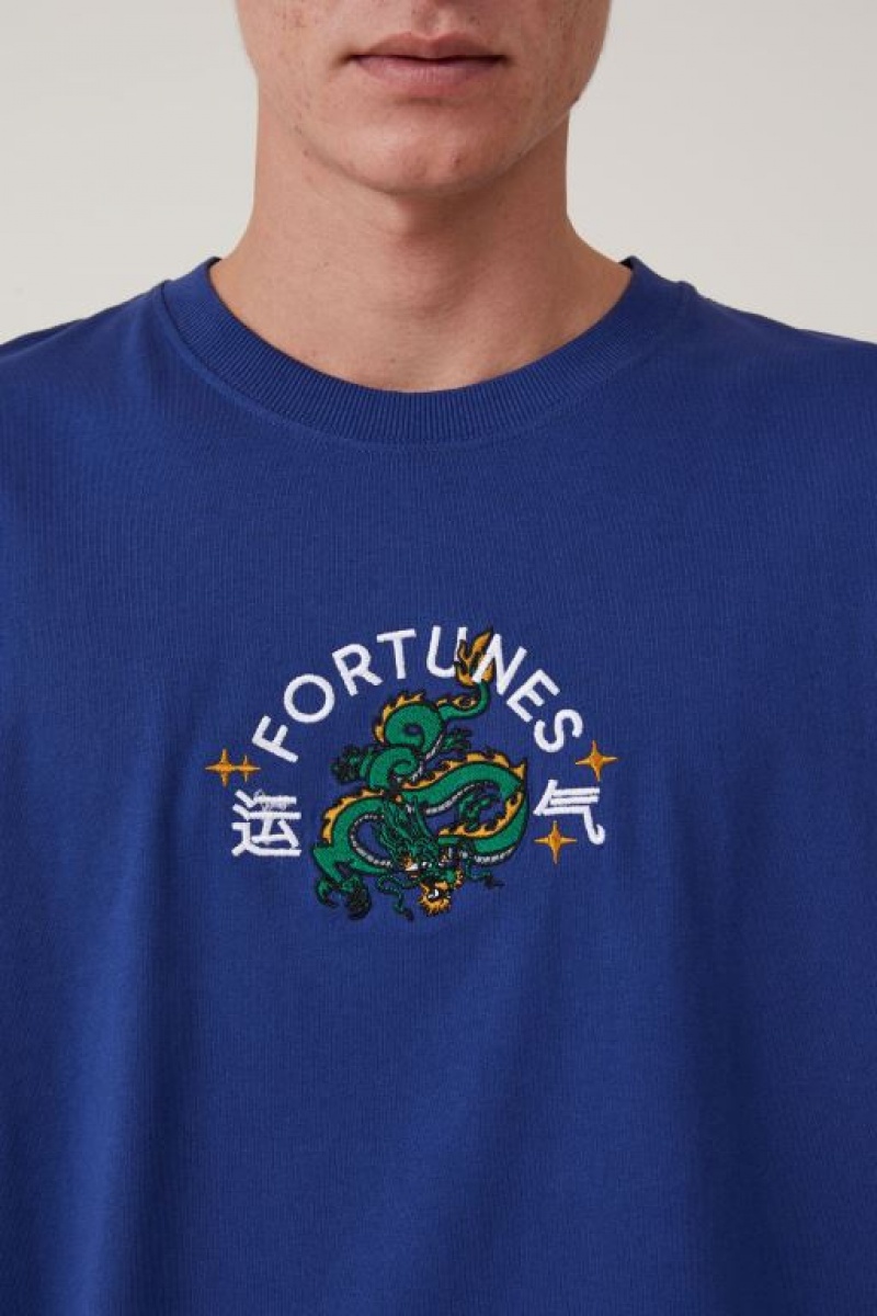 Cotton On Cny Vintage Oversized Men's Graphic T-Shirts Blue | T9KYpXNVvMQ