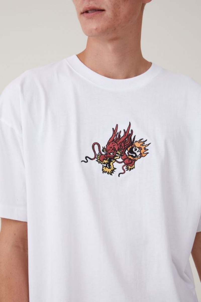 Cotton On Cny Vintage Oversized Men's Graphic T-Shirts White | 0QUiqWwiS6l