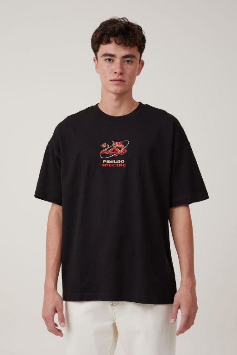 Cotton On Cny Vintage Oversized Men\'s Graphic T-Shirts Black | bAKkMI2tSjt