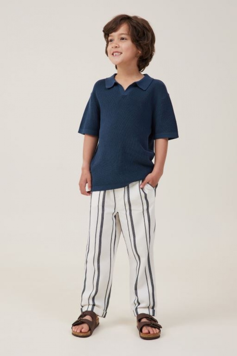 Cotton On Collab Relaxed Boys' Jeans Navy Stripes | 3XQFKx81WT6