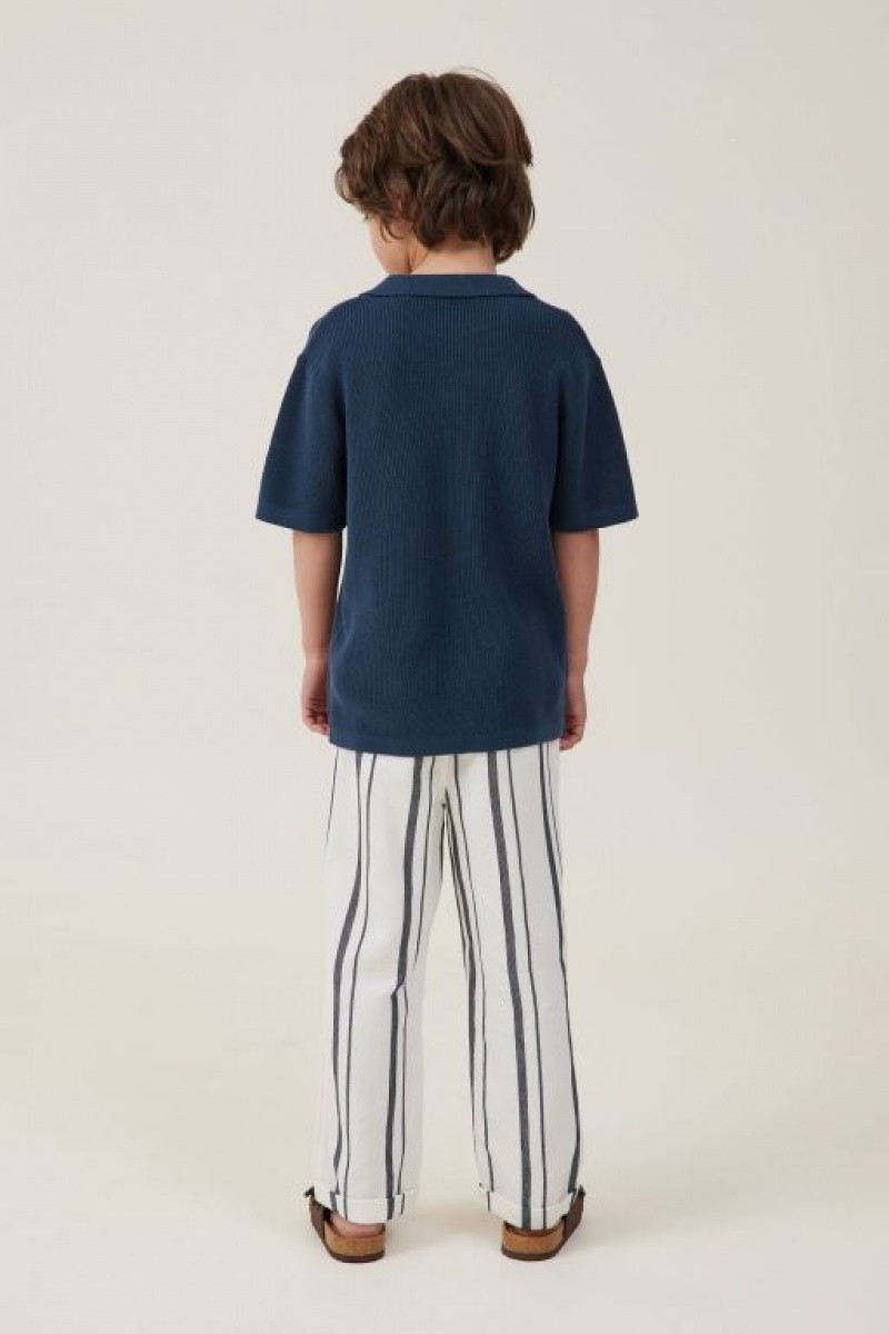 Cotton On Collab Relaxed Boys' Jeans Navy Stripes | 3XQFKx81WT6