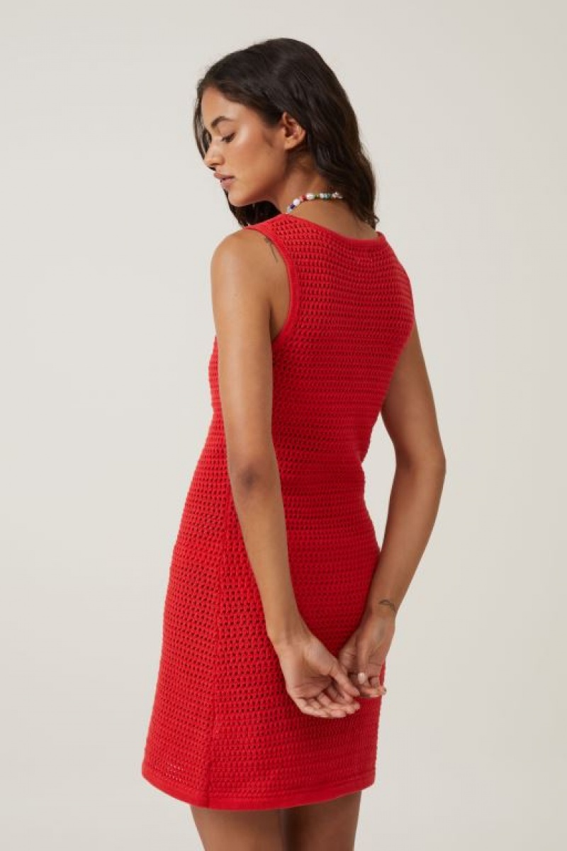Cotton On Corby Crochet Women's Mini Dress Red | MTcPYI9sPQD