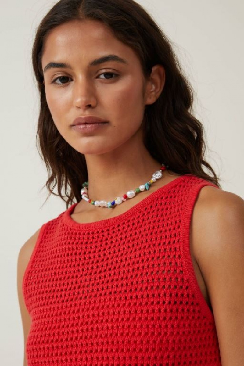 Cotton On Corby Crochet Women's Mini Dress Red | MTcPYI9sPQD