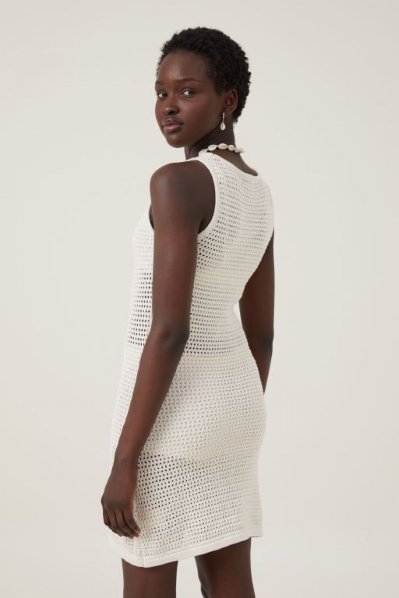 Cotton On Corby Crochet Women's Mini Dress Ecru | 76tiLYP0AwQ