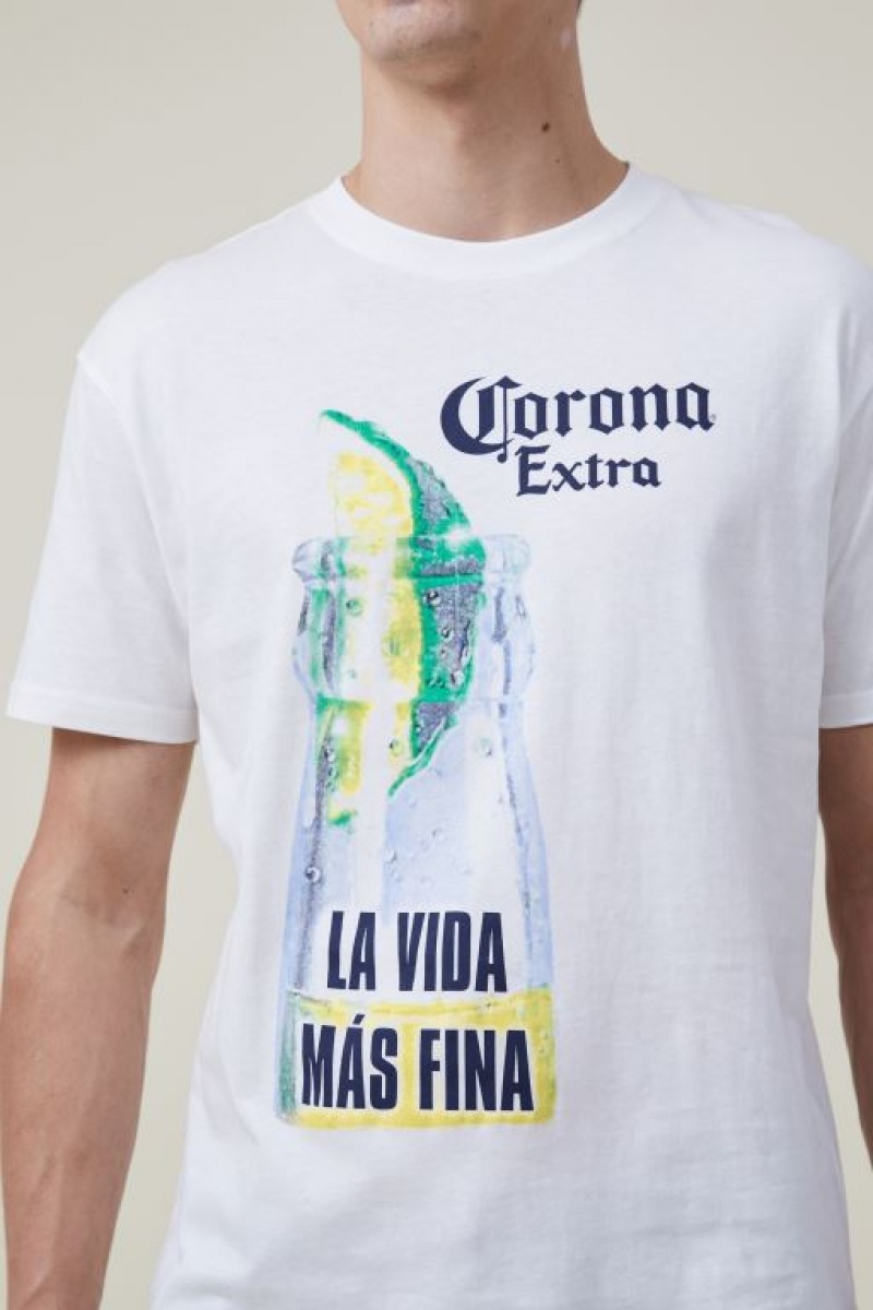 Cotton On Corona Premium Loose Fit Men's Graphic T-Shirts White | ZBLQ4CLk4Pv