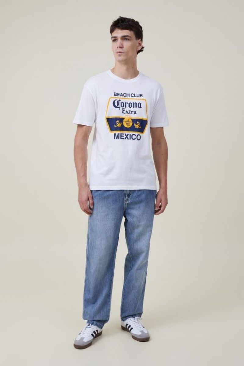 Cotton On Corona Premium Loose Fit Men's Graphic T-Shirts White | MXVM6oXQRO7