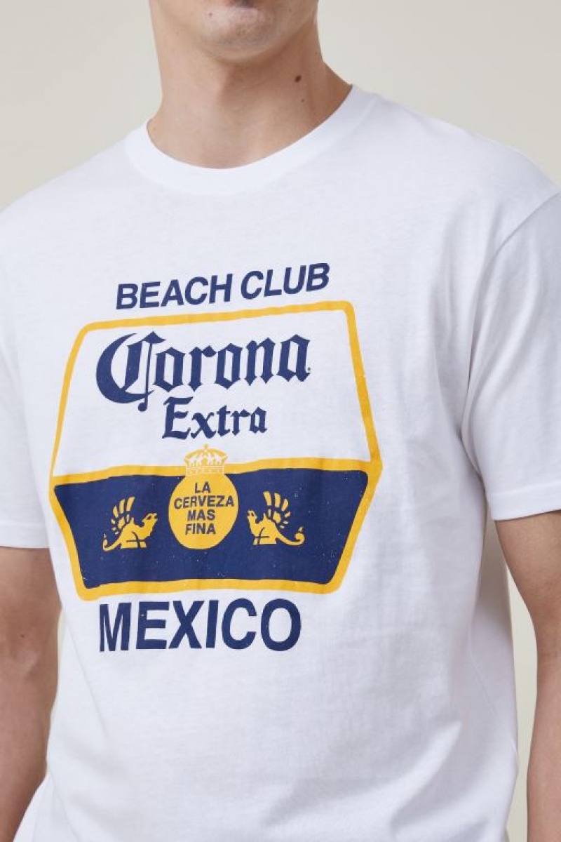 Cotton On Corona Premium Loose Fit Men's Graphic T-Shirts White | MXVM6oXQRO7