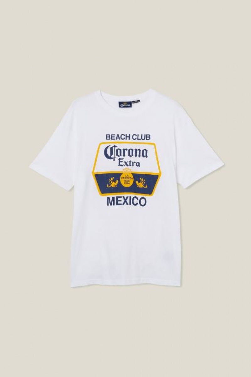 Cotton On Corona Premium Loose Fit Men's Graphic T-Shirts White | MXVM6oXQRO7