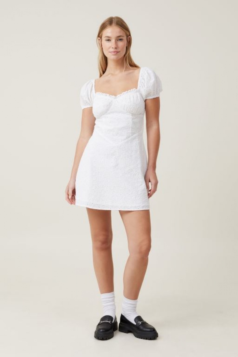Cotton On Corset Broderie Women's Mini Dress White | B7Bqa2NLYpw