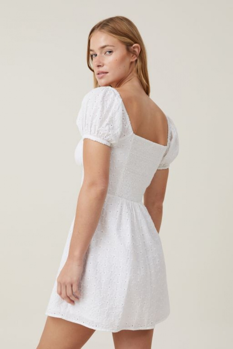 Cotton On Corset Broderie Women's Mini Dress White | B7Bqa2NLYpw