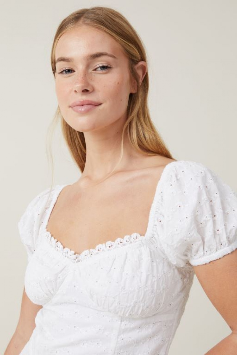 Cotton On Corset Broderie Women's Mini Dress White | B7Bqa2NLYpw