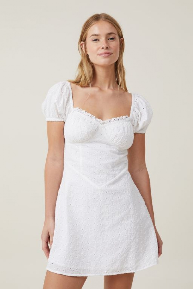 Cotton On Corset Broderie Women\'s Mini Dress White | B7Bqa2NLYpw