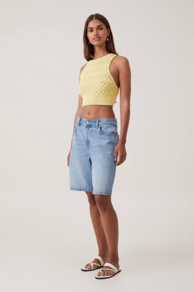 Cotton On Criss Cross Back Tank Women's Knitwear Buttercup | bhbXcfdFJZr