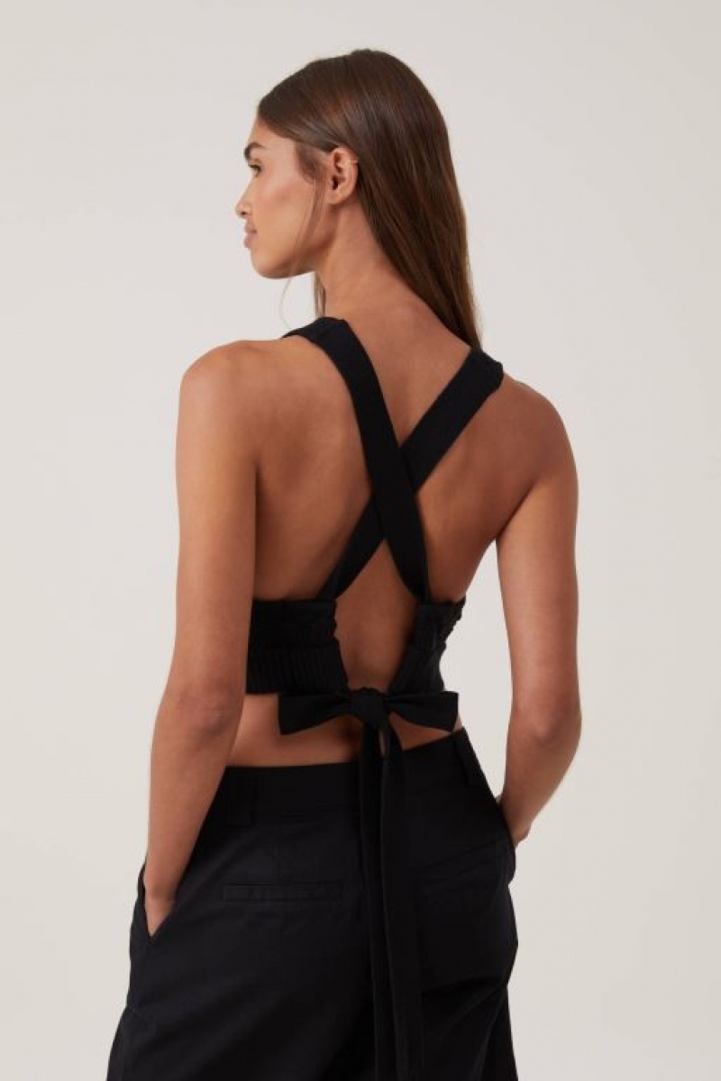Cotton On Criss Cross Back Tank Women's Knitwear Black | 7buryeshYih