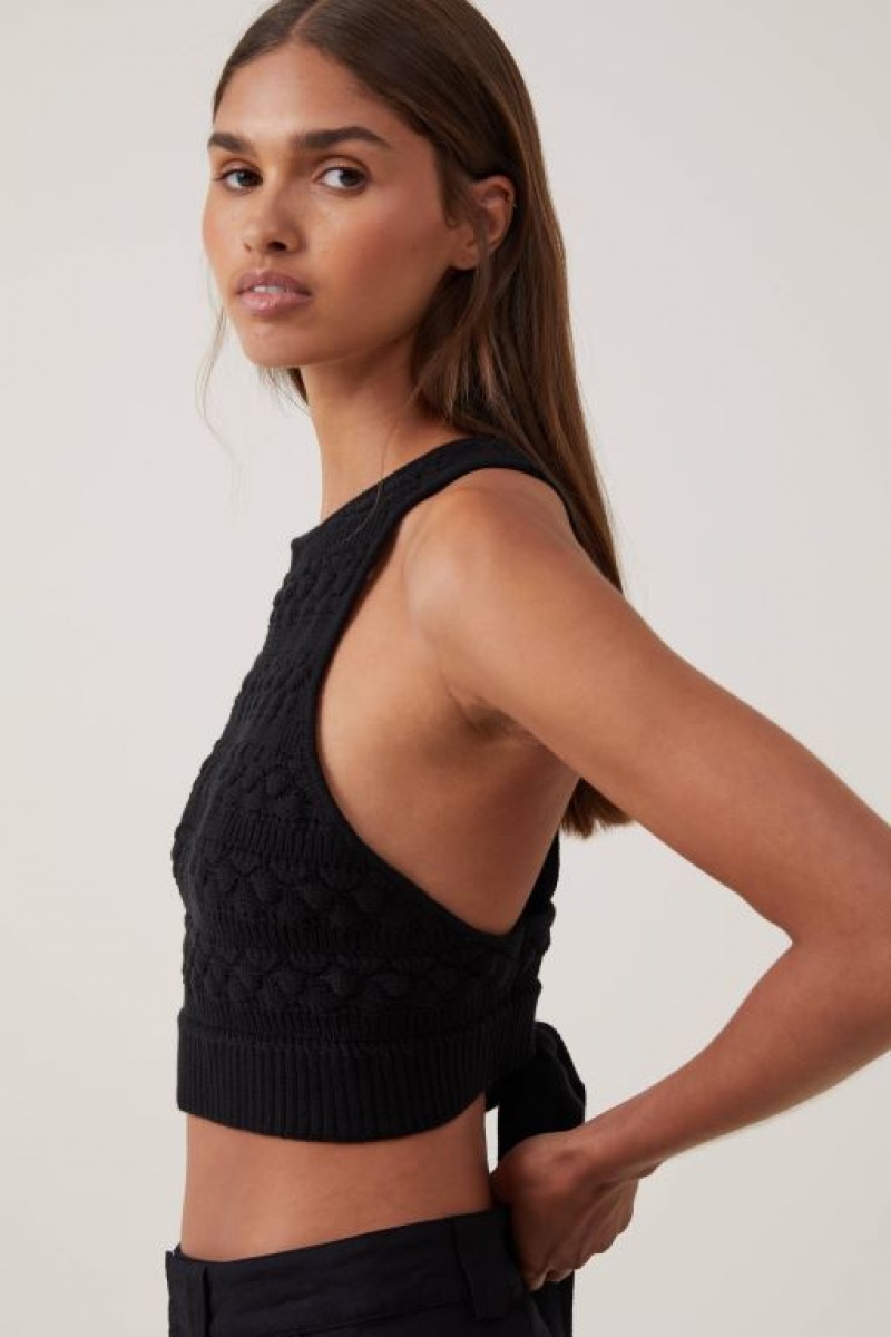 Cotton On Criss Cross Back Tank Women's Knitwear Black | 7buryeshYih
