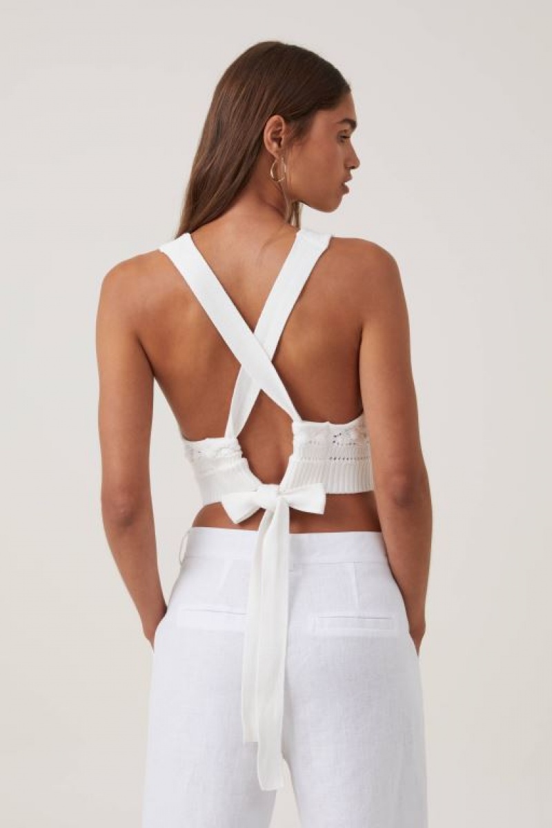 Cotton On Criss Cross Back Tank Women's Knitwear White | kGeoSLpWt69