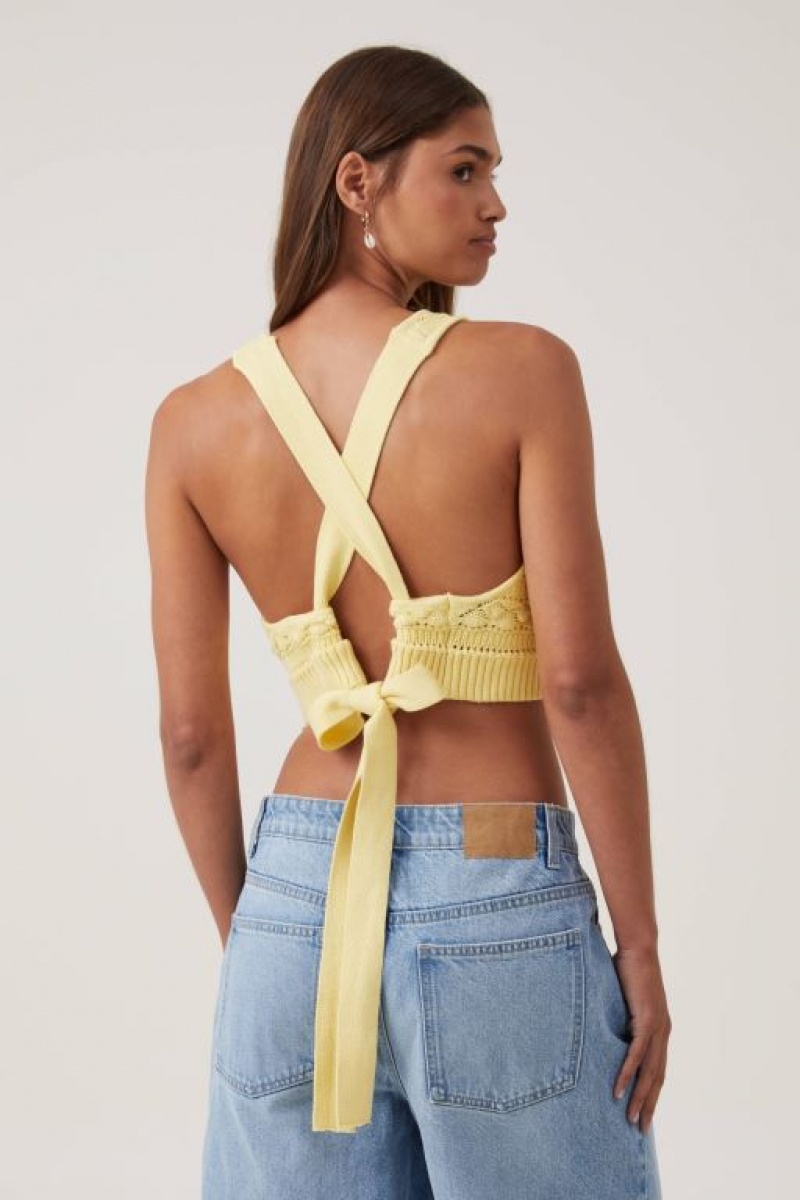 Cotton On Criss Cross Back Women's Tanks Buttercup | RM8zsguzJmA