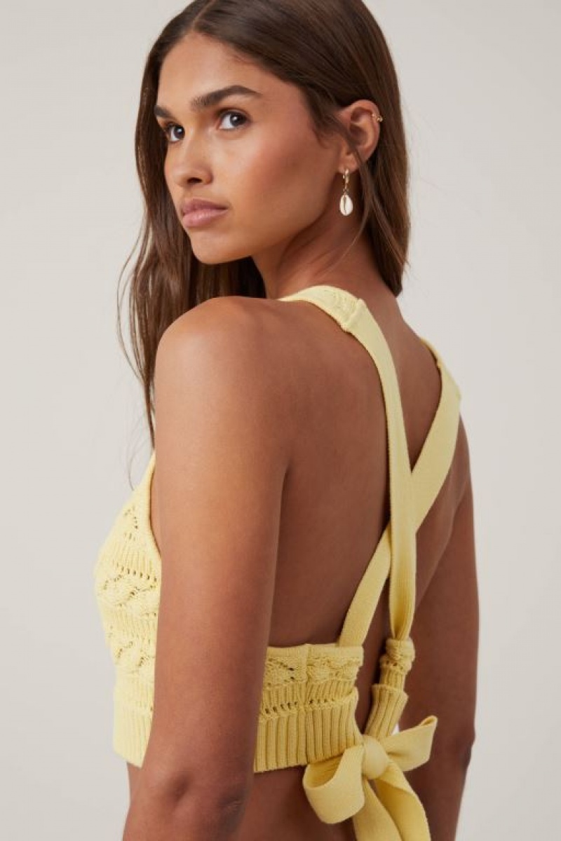 Cotton On Criss Cross Back Women's Tanks Buttercup | RM8zsguzJmA
