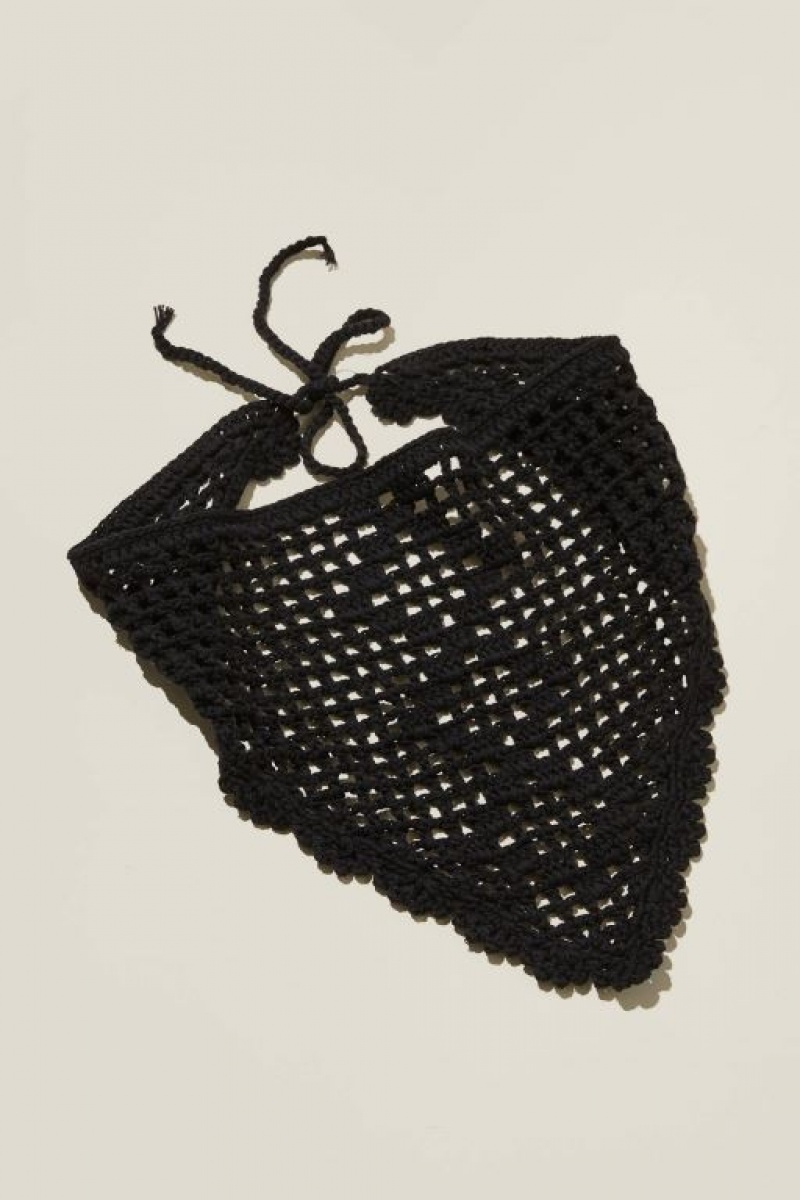 Cotton On Crochet Bandana Women's Hair Accessories Black | MSksl3BJZU8