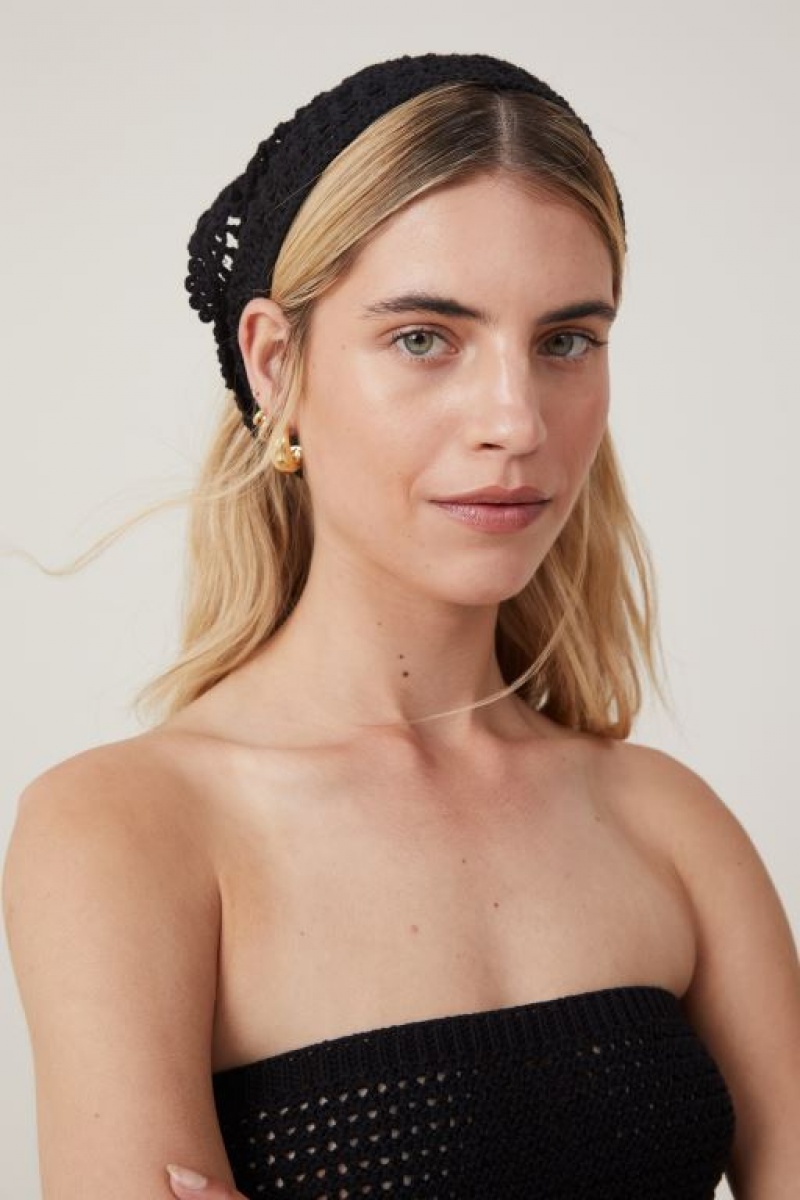 Cotton On Crochet Bandana Women\'s Hair Accessories Black | MSksl3BJZU8