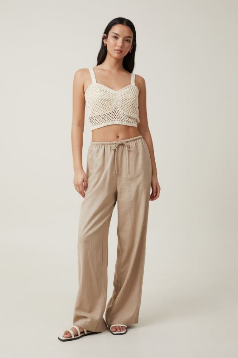 Cotton On Crochet Gather Bust Cami Women's Knitwear Ecru | qHfQMEXujQY