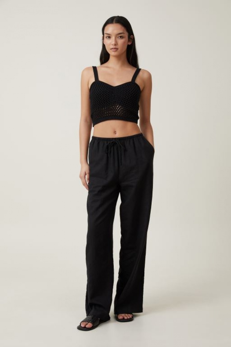 Cotton On Crochet Gather Bust Women's Cami Black | f9LPNnQ4ZDR