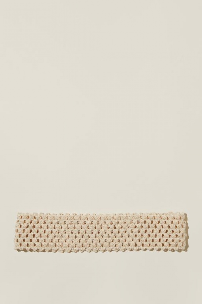 Cotton On Crochet Headband Women's Hair Accessories Ecru | 54RrDJ8YwNv