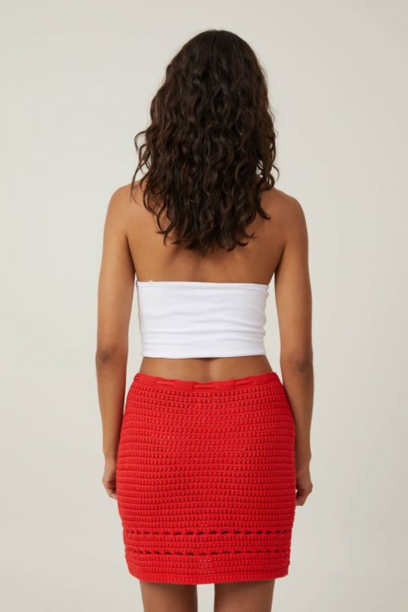 Cotton On Crochet Knit Mini Women's Skirt Red | qNlsJZjbGX1