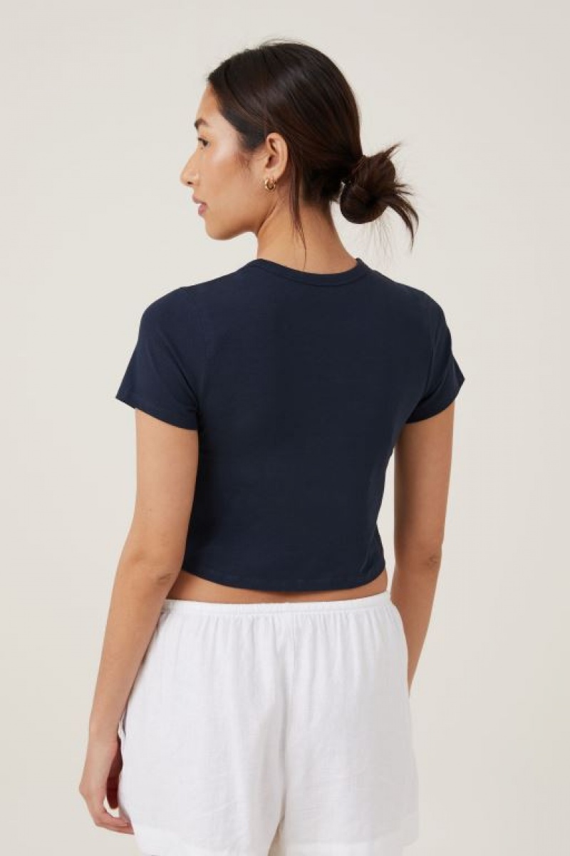 Cotton On Crop Fit Graphic Women's Graphic T-Shirts Pink / Navy | i6eVpaFJzqi