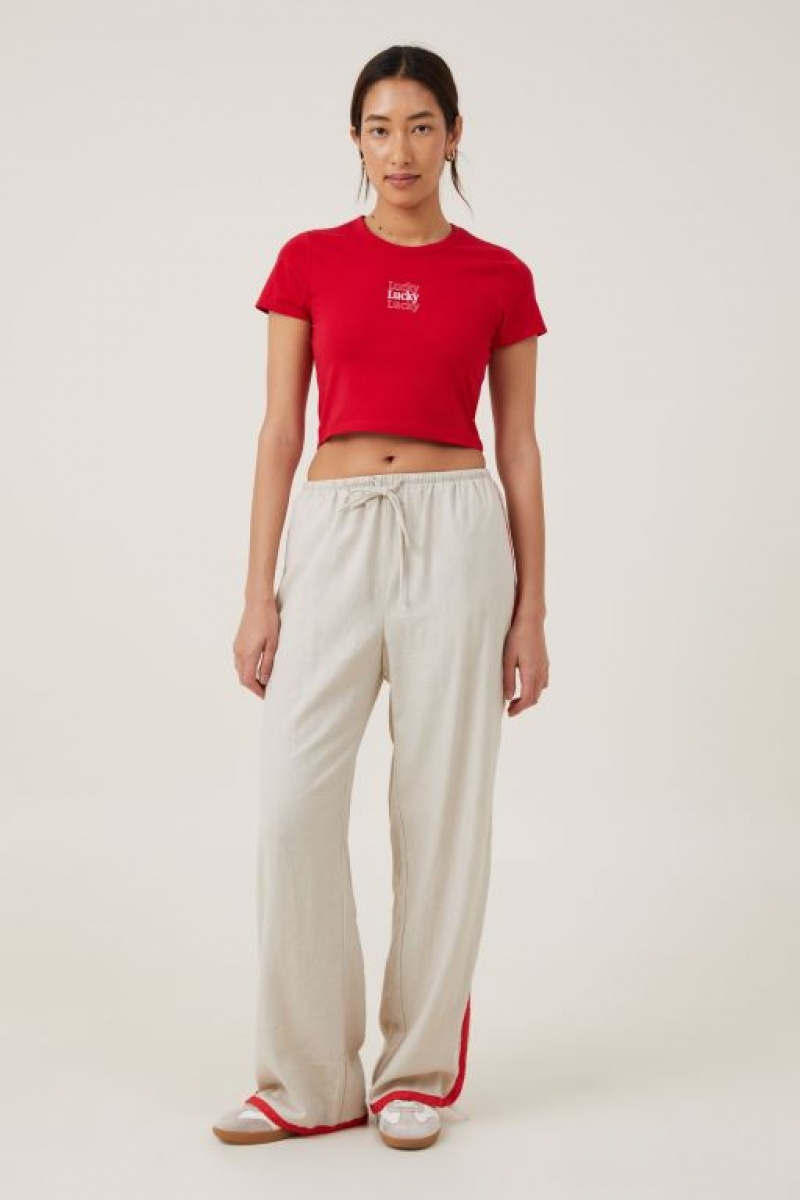 Cotton On Crop Fit Graphic Women's Graphic T-Shirts Red | ixyEkr499hS