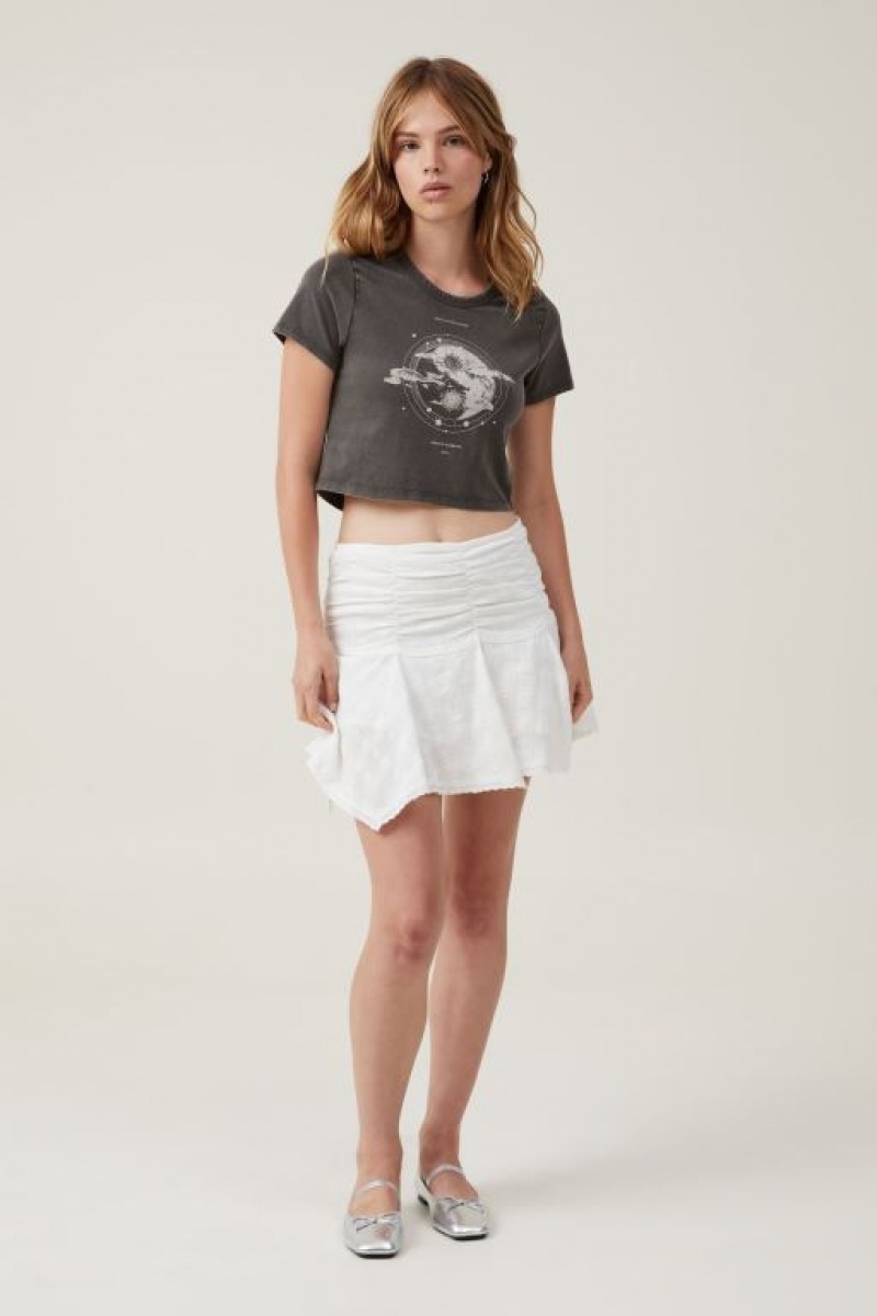 Cotton On Crop Fit Graphic Women's Graphic T-Shirts Deep Grey | a9669eTXd0Y