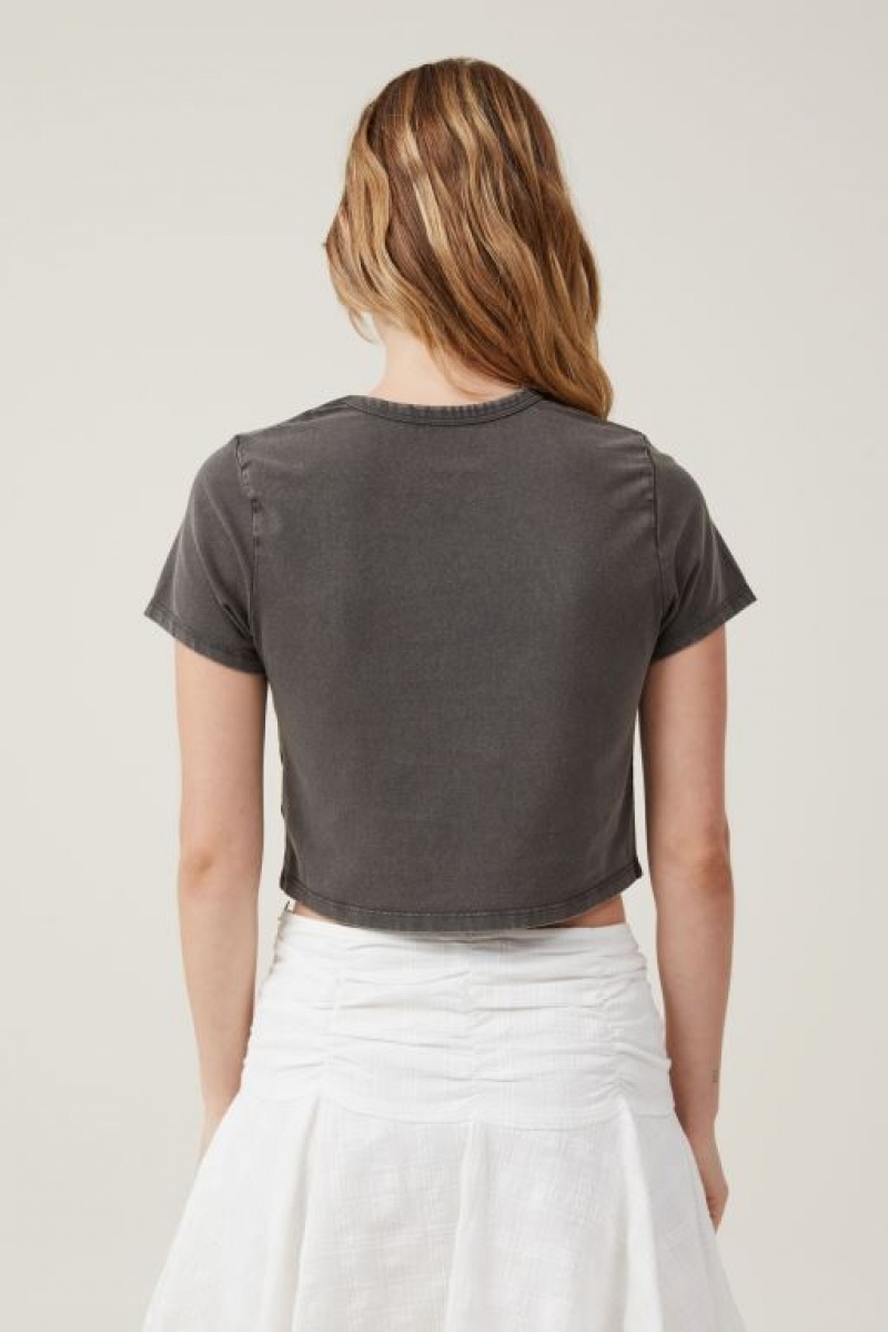Cotton On Crop Fit Graphic Women's Graphic T-Shirts Deep Grey | a9669eTXd0Y