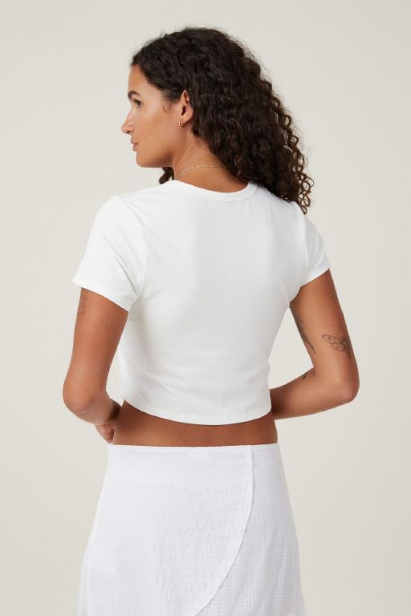 Cotton On Crop Fit Graphic Women's Graphic T-Shirts White | Y6ZKYY6puNf