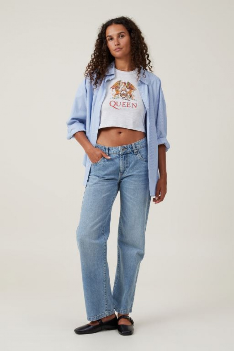 Cotton On Crop Fit Lcn Graphic Women's Graphic T-Shirts Light Grey | ntmEnZFEWCh
