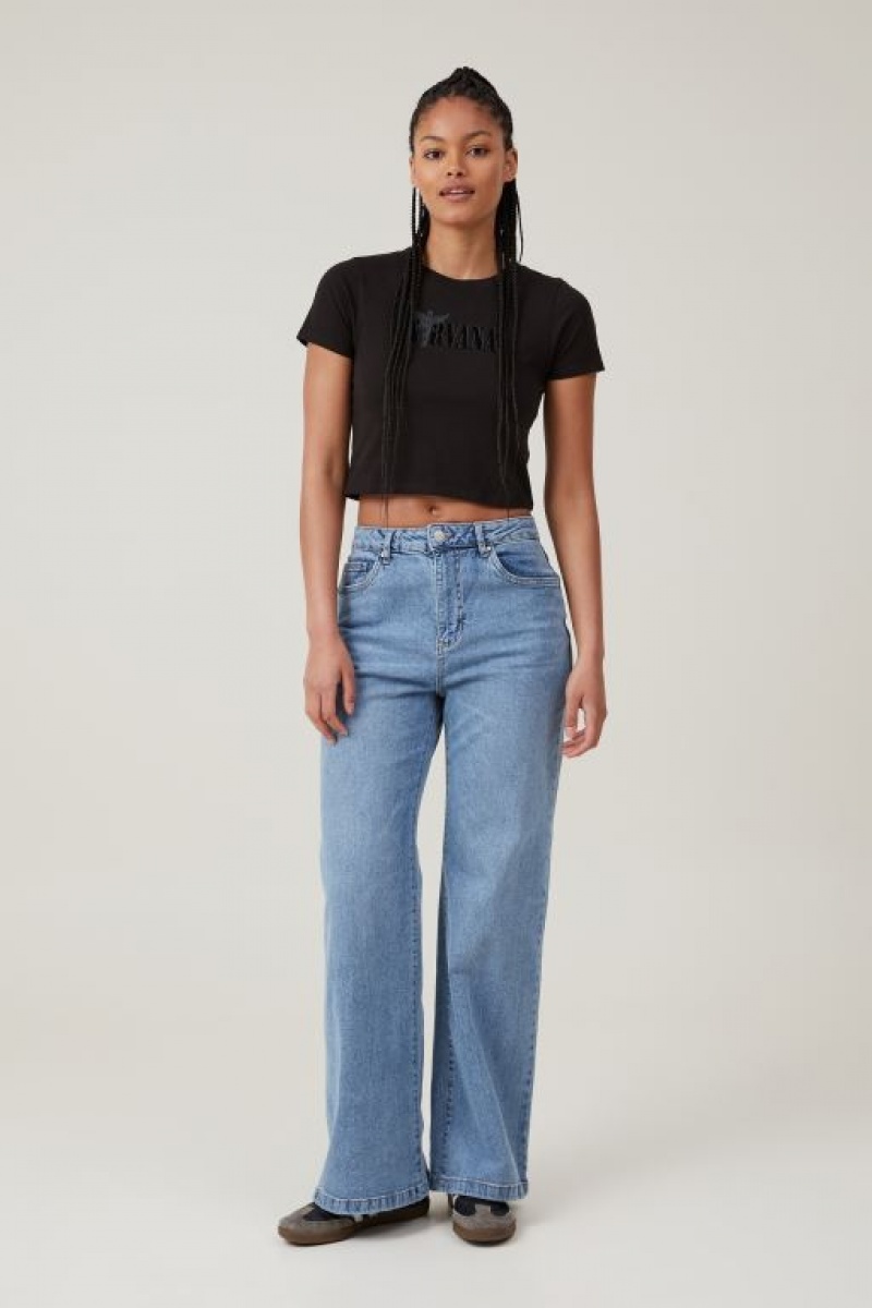 Cotton On Crop Fit Lcn Graphic Women's Graphic T-Shirts Black | nTwxNf1k0kh
