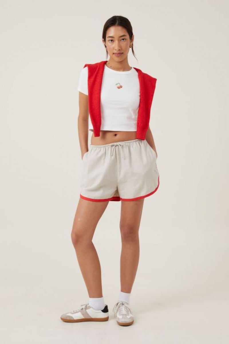 Cotton On Crop Fit Rib Graphic Women's Graphic T-Shirts Pink / White | yXkm06YgS9s