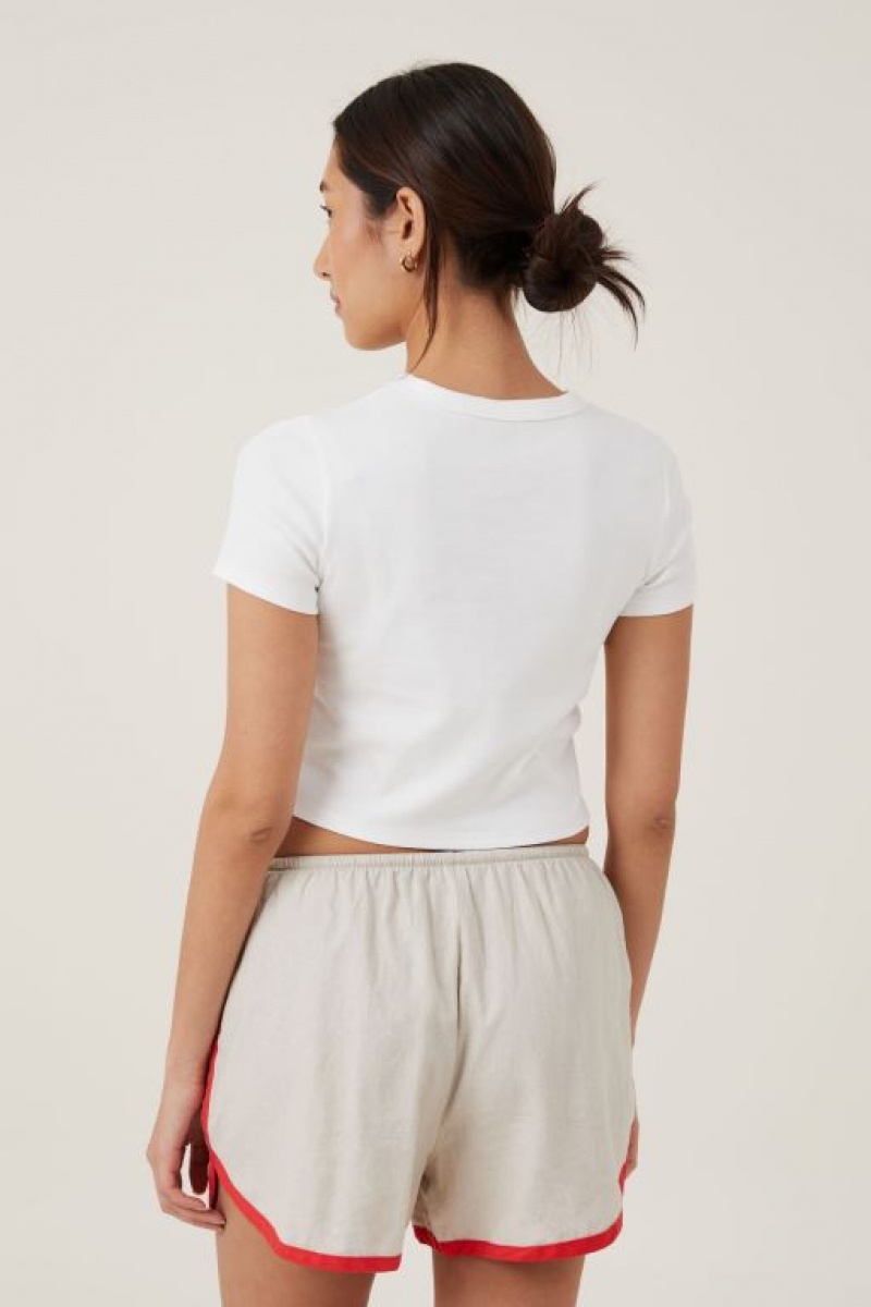 Cotton On Crop Fit Rib Graphic Women's Graphic T-Shirts Pink / White | yXkm06YgS9s