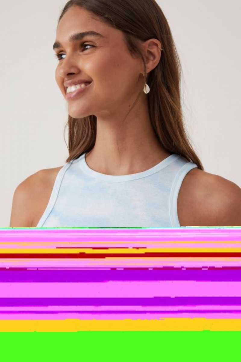 Cotton On Crop Ribbed Graphic Racer Women's Graphic T-Shirts White | 2NosE19zzxu